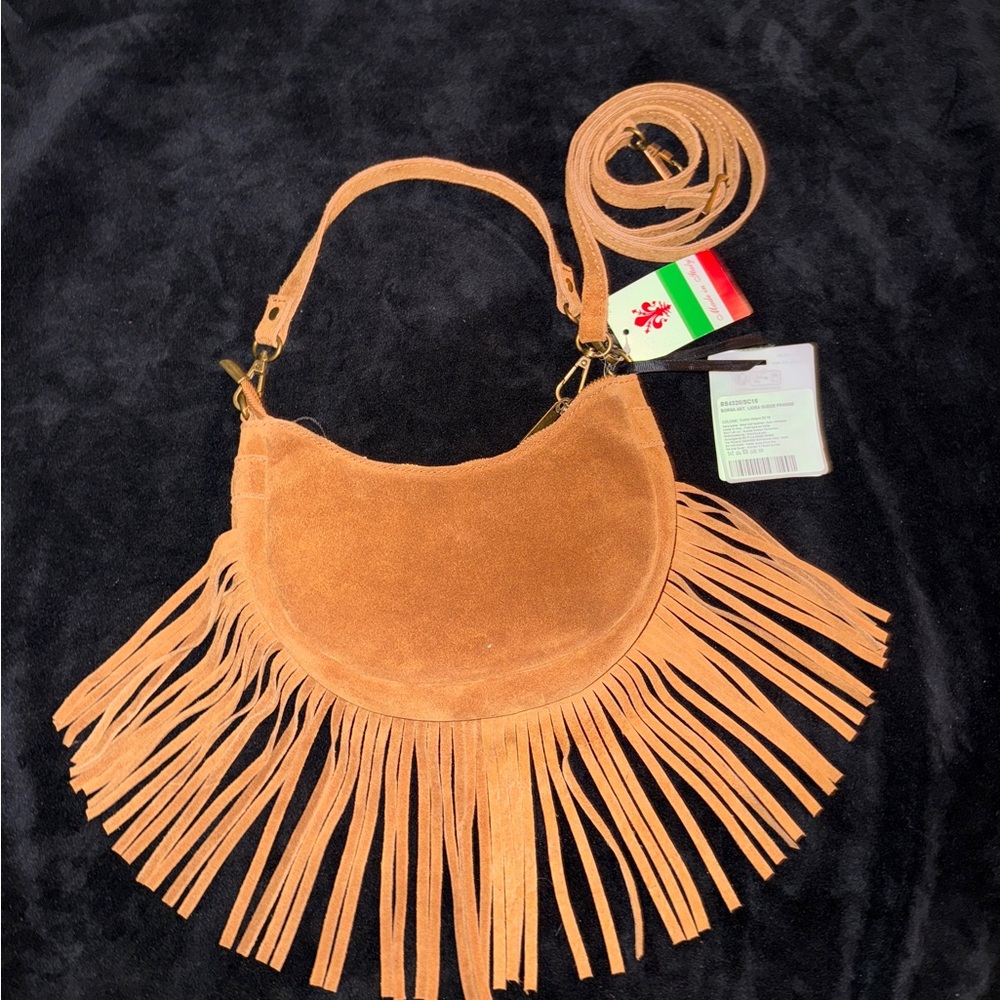 Marlon Firenze Fringe Suede Shoulder Bag